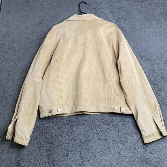 GAP Product RED Leather Mens SZ XL Suede Jacket Y2K Beige Military Rare Boxy - Picture 14 of 16